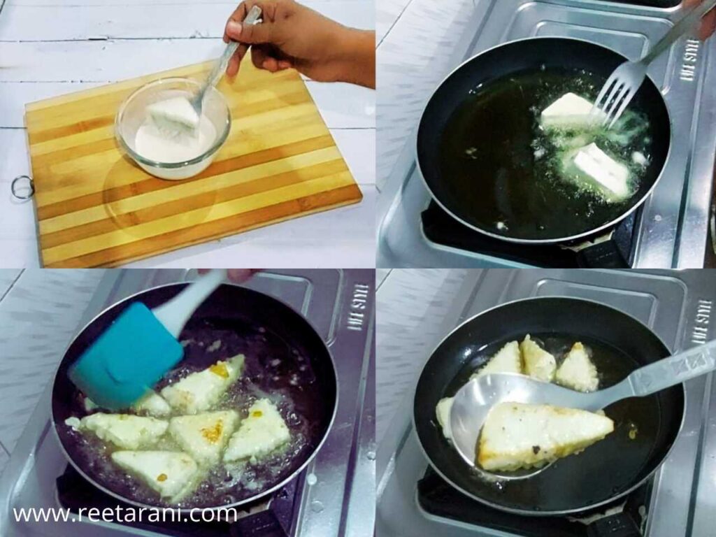Process of frying Paneer