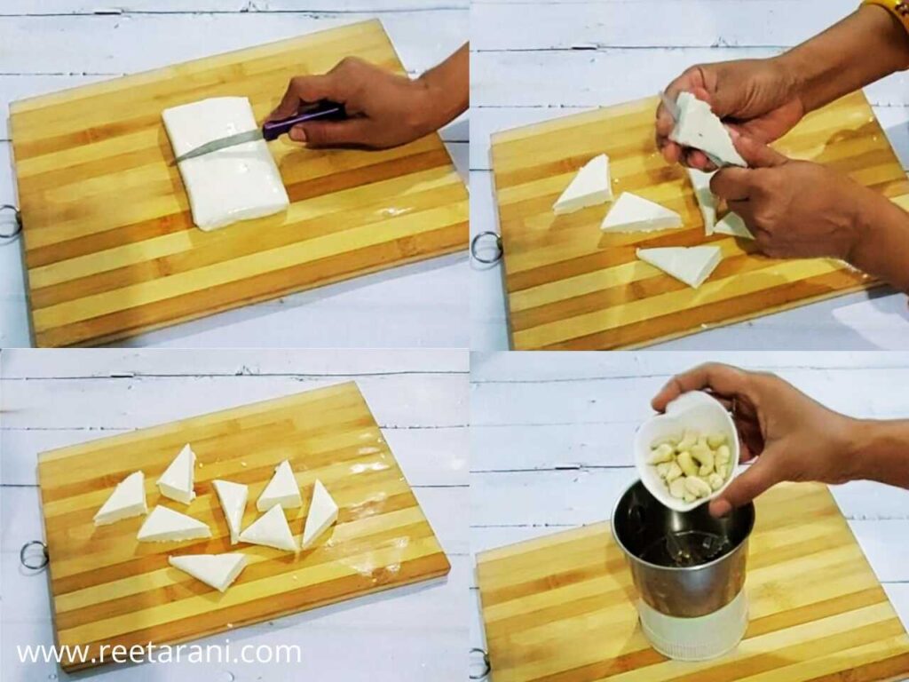Process of making pieces of Paneer