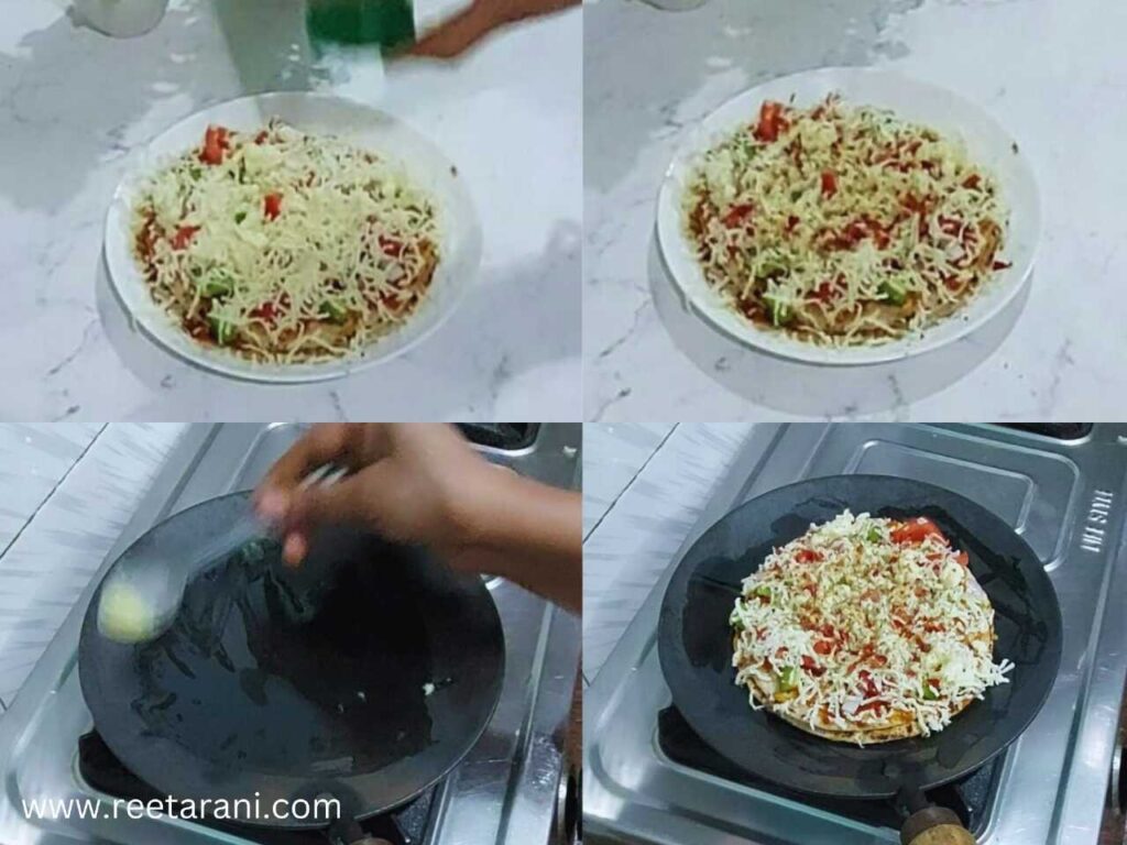 leftover roti pizza on tawa