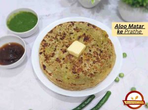 Homemade Aloo Matar Stuffed Paratha on plate