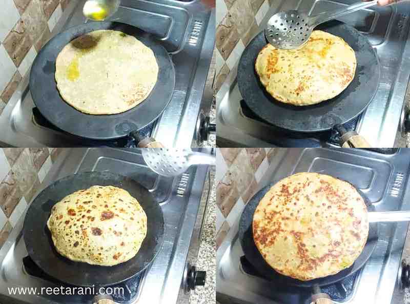 Hot Aloo Matar Paratha served with butter